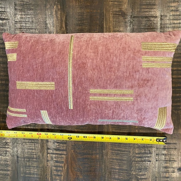 Velvet Pillow Cover with Insert Lilac Purple with Gold Accents - Picture 4 of 7